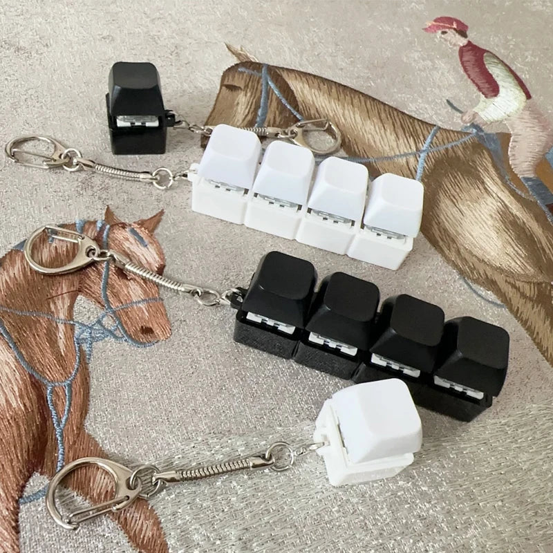 4Keys Keyboard Key Irritability Toy, Finger Pressure Relief Button, Adult Office Stress-relieving and Calming Key Chain Gift