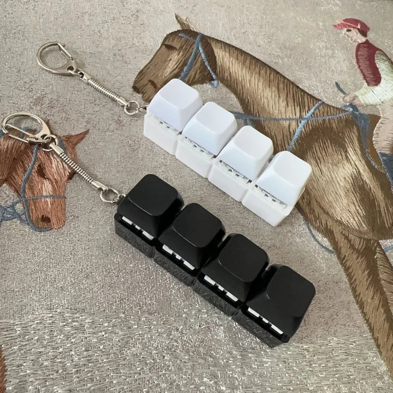 4Keys Keyboard Key Irritability Toy, Finger Pressure Relief Button, Adult Office Stress-relieving and Calming Key Chain Gift