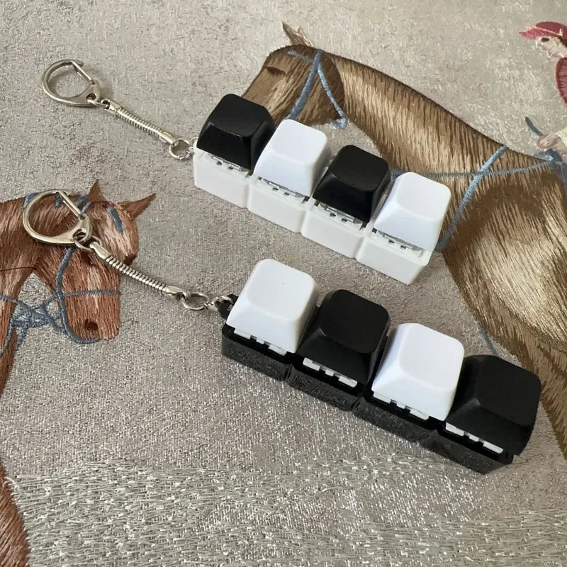 4Keys Keyboard Key Irritability Toy, Finger Pressure Relief Button, Adult Office Stress-relieving and Calming Key Chain Gift