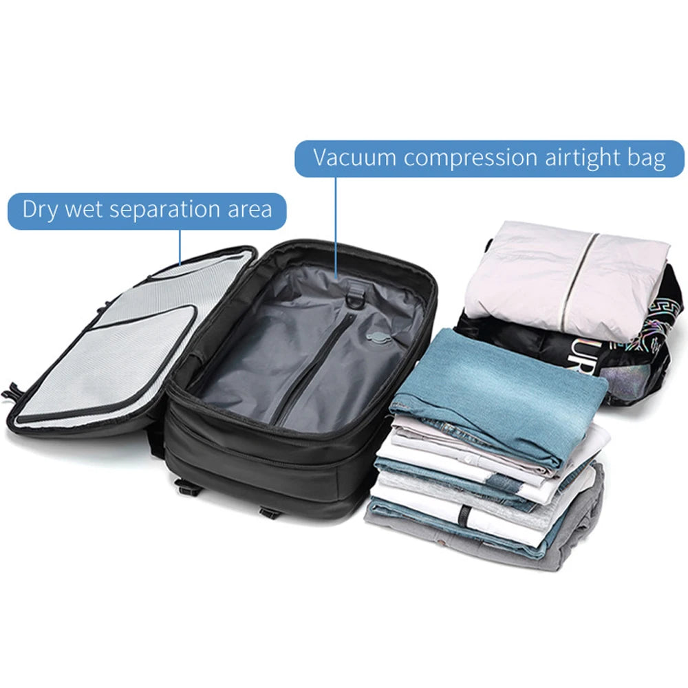 Vacpack Backpack, 60l Expandable Backpack With Vacuum Compression, Waterproof And Anti-theft Vacuum