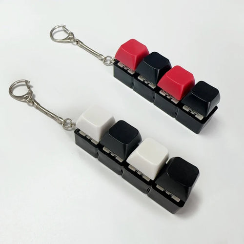 4Keys Keyboard Key Irritability Toy, Finger Pressure Relief Button, Adult Office Stress-relieving and Calming Key Chain Gift