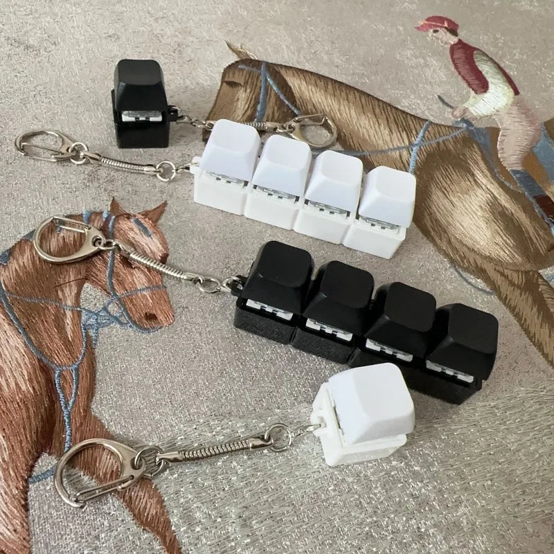 4Keys Keyboard Key Irritability Toy, Finger Pressure Relief Button, Adult Office Stress-relieving and Calming Key Chain Gift