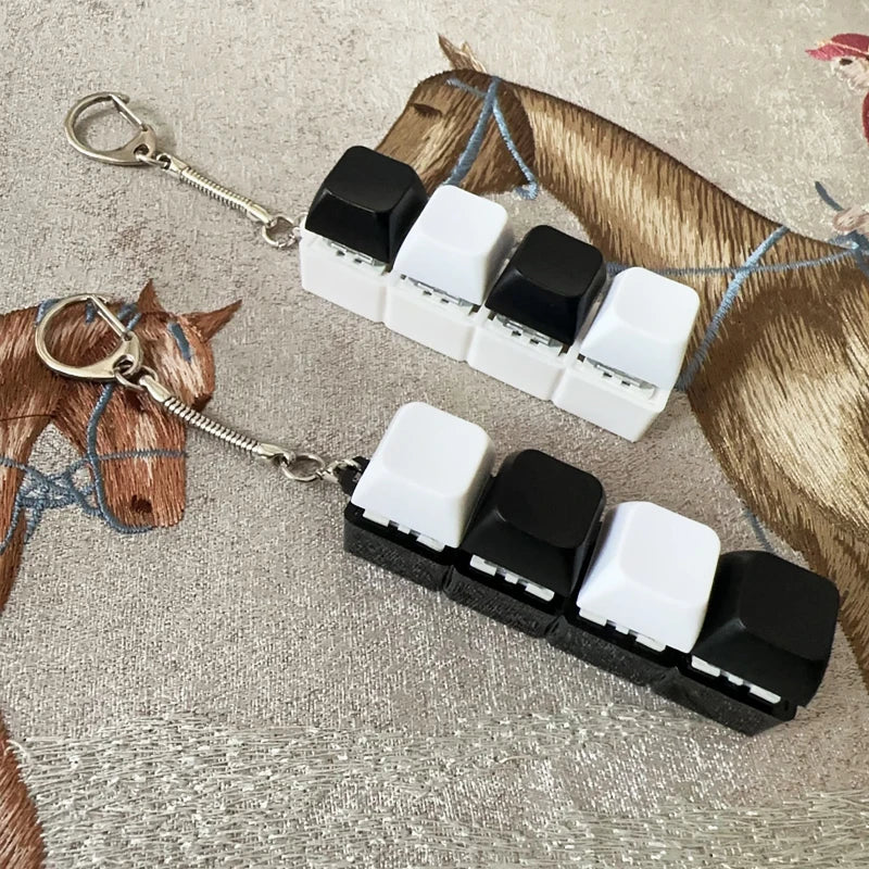 4Keys Keyboard Key Irritability Toy, Finger Pressure Relief Button, Adult Office Stress-relieving and Calming Key Chain Gift