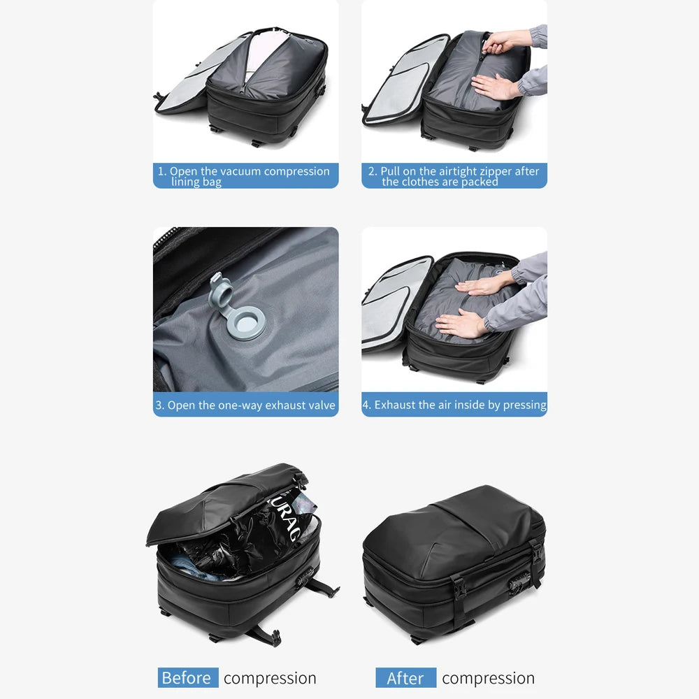 Vacpack Backpack, 60l Expandable Backpack With Vacuum Compression, Waterproof And Anti-theft Vacuum