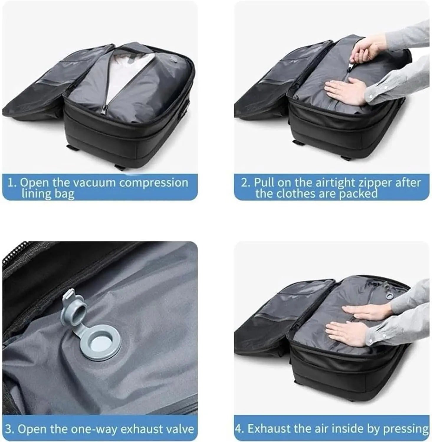 Vacpack Backpack, 60l Expandable Backpack With Vacuum Compression, Waterproof And Anti-theft Vacuum